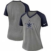 Women Dallas Cowboys Nike Top V Neck T-Shirt Gray Navy,baseball caps,new era cap wholesale,wholesale hats